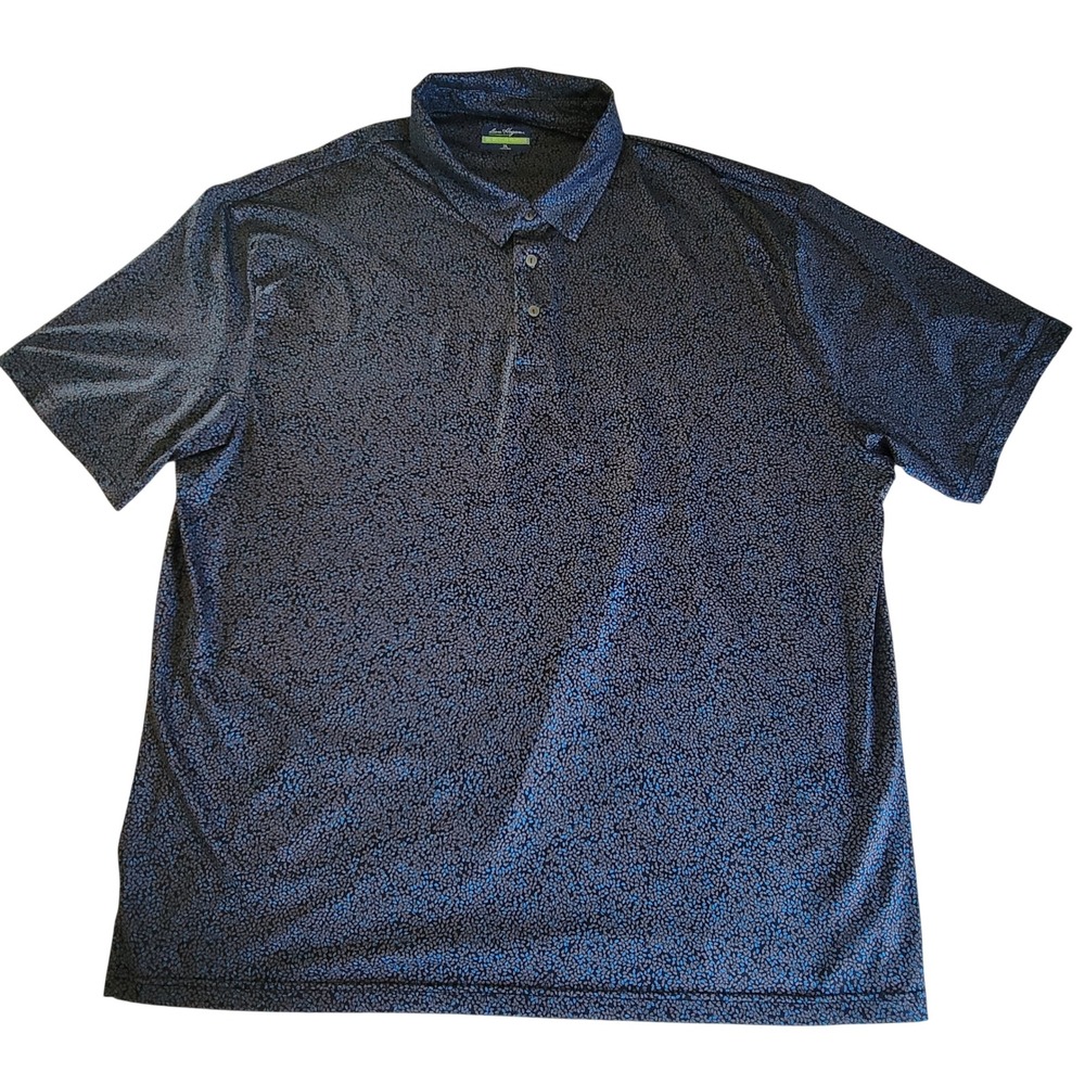 Ben Hogan Performance Polo Mens 3XL Blue‎ Grey Micro Print Short Sleeve Shirt